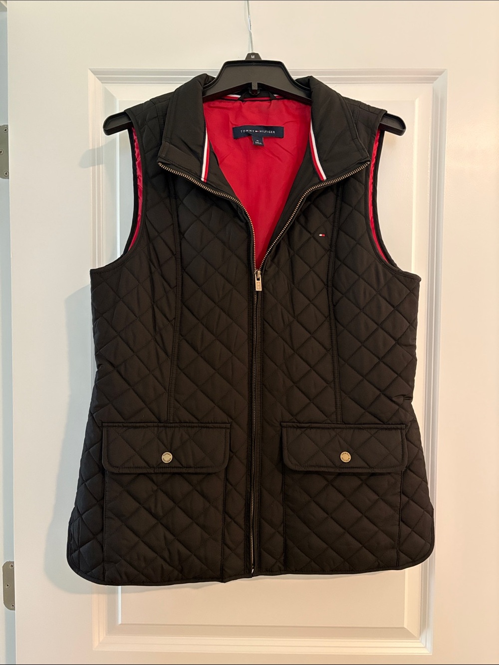 Tommy Hilfiger Black Quilted Vest with Red Lining